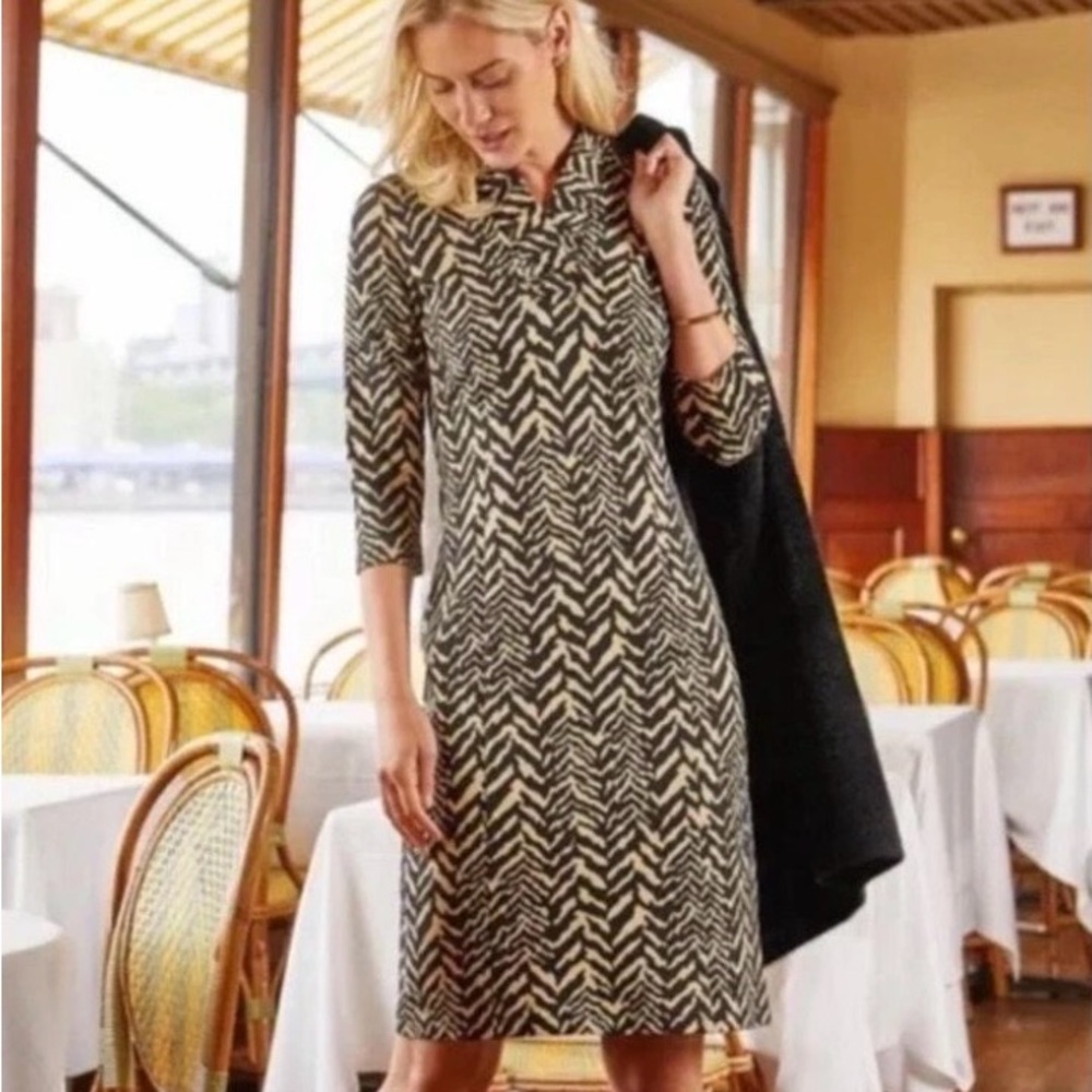 J. Mclaughlin Women's Catalina Cloth Terin Sheath Tigre Tan/Black Dress XS